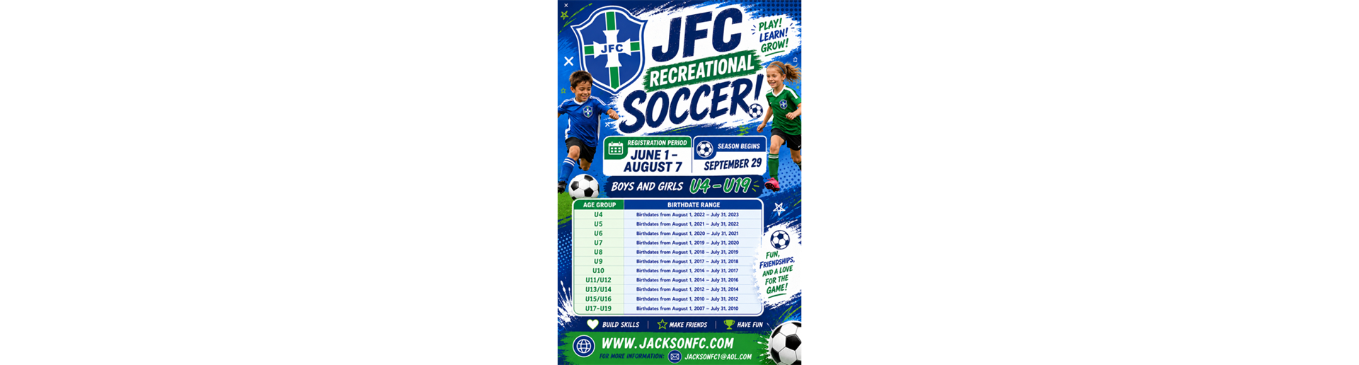 Fall 2026 Recreational - Opens June 1, 2026